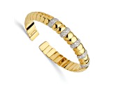 14K Yellow Gold Diamond Polished Cuff Bangle 0.85ctw