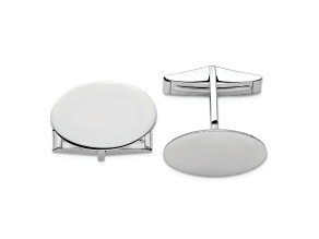 14k White Gold Men's Oval Cuff Links