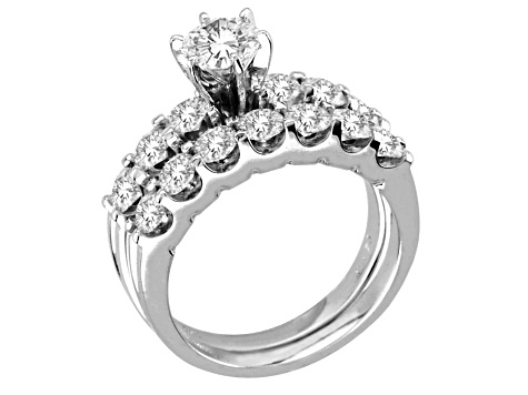 2.50ctw Diamond Engagement Ring and Wedding Band Ring in 14k White Gold