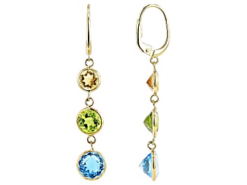 Picture of Multi Gem 14k Yellow Gold Dangle Earrings 9.00ctw