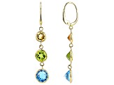 Multi Gem 14k Yellow Gold Dangle Earrings 9.00ctw