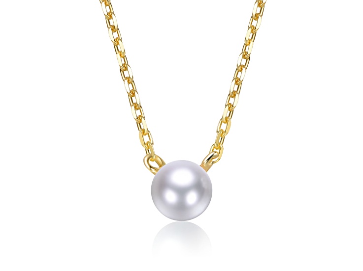 White Pear 0.23 TCW, 14K Gold Plated over Sterling Silver Necklace for Kids