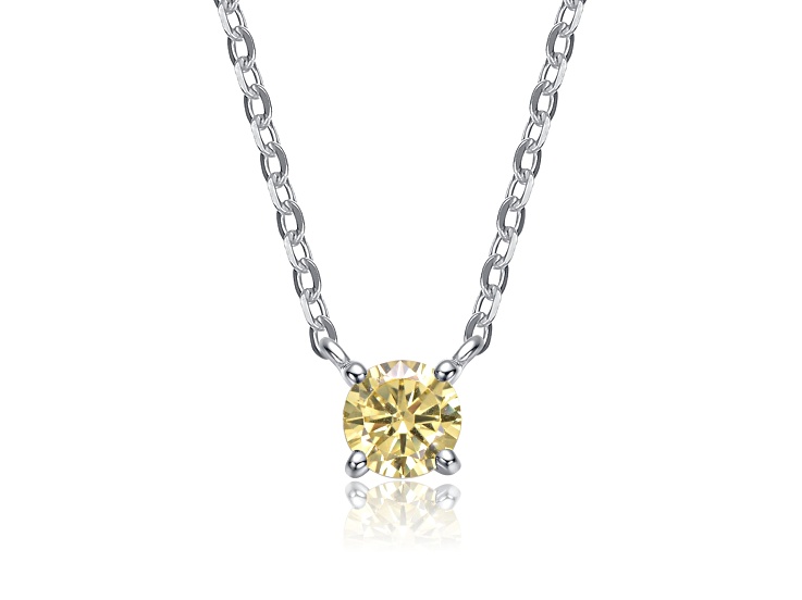 Yellow Cubic Zirconia 0.23 TCW, Rhodium Plated over Sterling Silver Necklace for Kids