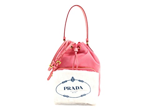 Prada Re-Nylon Saffiano Duet Bucket Crossbody Bag Small Begonia