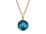 Round London Blue Topaz 10K Yellow Gold Pendant 1.15ctw