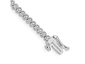 Rhodium Over 10k White Gold Diamond Tennis Bracelet