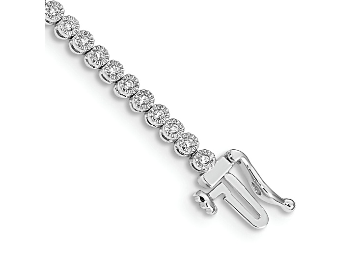 Rhodium Over 10k White Gold Diamond Tennis Bracelet