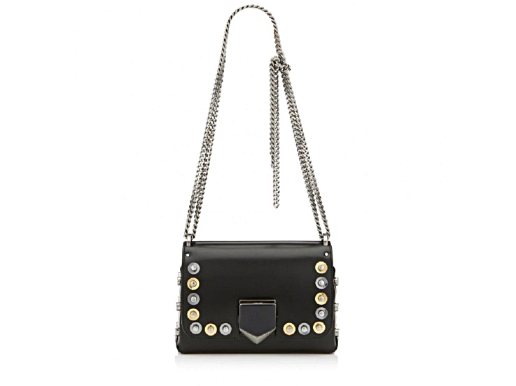 Jimmy Choo Lockett Petite Black Leather Gold Silver Studs