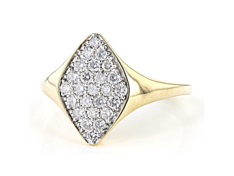 Round White Lab-Grown Diamond 14kt Yellow Gold Signet Ring 0.50ctw