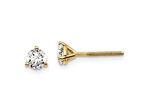 14K Yellow Gold Certified Lab Grown Diamond 1/2ct. VS/SI GH+, 3 Prong Screwback Earrings