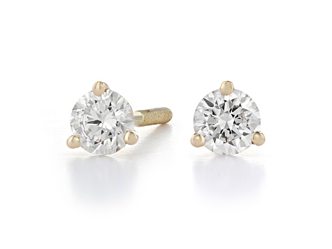 Certified White Lab-Grown Diamond H-I SI 14k Yellow Gold Martini Stud Earrings 0.50ctw