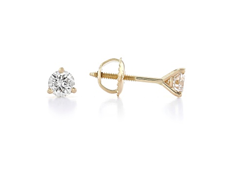 Certified White Lab-Grown Diamond H-I SI 14k Yellow Gold Martini Stud Earrings 0.50ctw