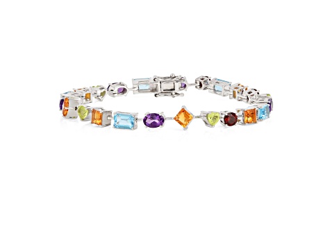 Multi Stone Sterling Silver Tennis Bracelet