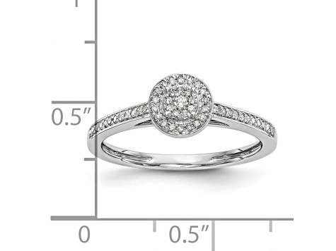 Rhodium Over 14K White Gold Diamond Cluster Engagement Ring 0.18ctw