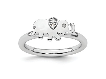 Picture of Sterling Silver Stackable Expressions Elephant Diamond Ring 0.029ctw