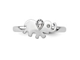 Sterling Silver Stackable Expressions Elephant Diamond Ring 0.029ctw