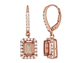 Peach Morganite Simulant 14K Rose Gold Over Sterling Silver Dangle Earrings 4.38ctw