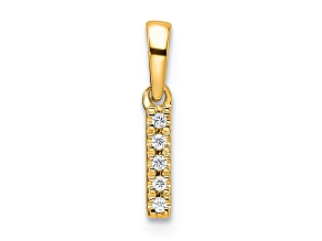 10k Yellow Gold Diamond Letter I Initial Pendant