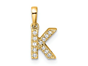 10k Yellow Gold Diamond Letter K Initial Pendant