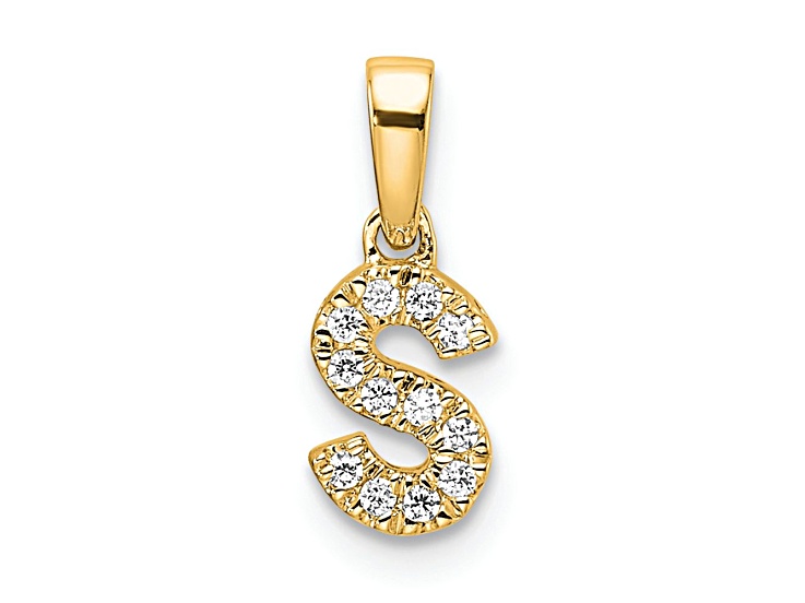10k Yellow Gold Diamond Letter S Initial Pendant
