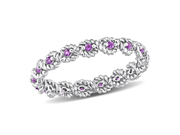 Picture of African-Amethyst 10K White Gold Eternity Ring 0.17ctw