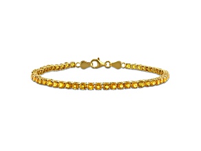 Madeira Citrine Yellow Plated Sterling Silver Tennis Bracelet 4.08ctw