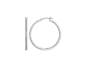 White Cubic Zirconia Platinum Over Sterling Silver Hoops 1.32ctw