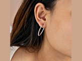 White Cubic Zirconia Platinum Over Sterling Silver Hoops 1.32ctw