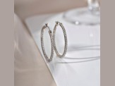 White Cubic Zirconia Platinum Over Sterling Silver Hoops 1.32ctw