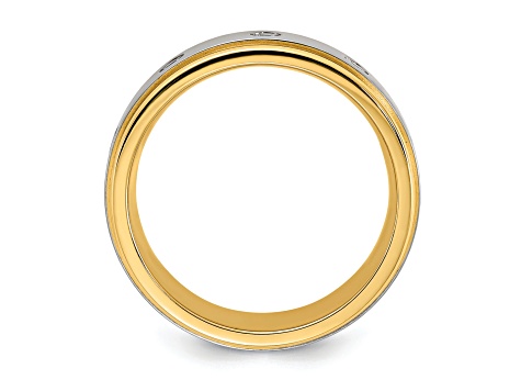 White Cubic Zirconia Yellow IP-Plating Over Titanium 8mm Men's Band Ring