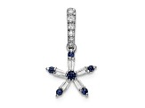 Rhodium Over 14k White Gold Blue Sapphire and Diamond Star Pendant