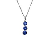 Lab Created Blue Sapphire Platinum Over Sterling Silver September Birthstone Pendant 3.88ctw