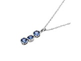 Lab Created Blue Sapphire Platinum Over Sterling Silver September Birthstone Pendant 3.88ctw