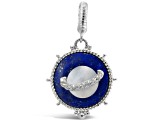 Judith Ripka 16mm Lapis Lazuli and 9mm Mother Of Pearl Rhodium Over Sterling Silver Pendant