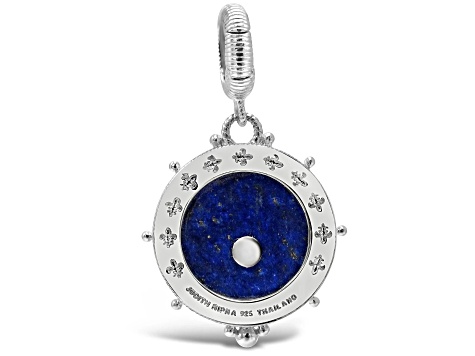 Judith Ripka 16mm Lapis Lazuli and 9mm Mother Of Pearl Rhodium Over Sterling Silver Pendant
