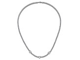 Rhodium Over Sterling Silver Cubic Zirconia Hearts Necklace