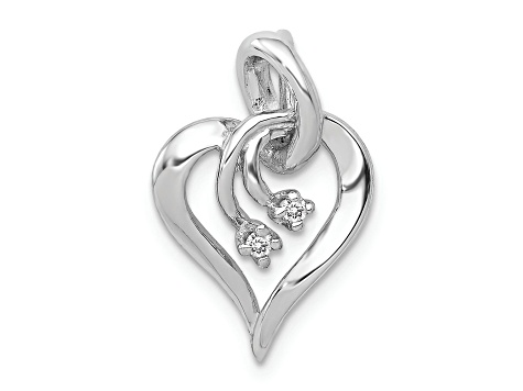 Rhodium Over 14k White Gold Diamond Fancy Heart Pendant - 15V4TA | JTV.com