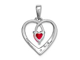 Rhodium Over 14k White Gold Ruby and Diamond Heart Pendant