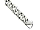 White Cubic Zirconia Stainless Steel Men's Bracelet