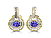 14K Two-tone Gold Tanzanite and Diamond Earrings  3.56ctw