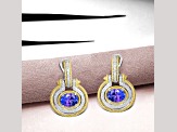 14K Two-tone Gold Tanzanite and Diamond Earrings  3.56ctw