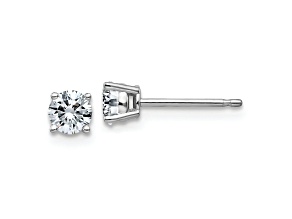 Rhodium Over 14K White Gold 1/2ct. 4.0mm Round G H I True Light Moissanite Earrings