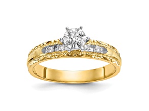 14K Yellow Gold Polished Finished Engagement Ring 0.09ctw