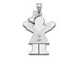 Rhodium Over 14k White Gold Satin Diamond Kid with Bow Pendant