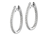 Rhodium Over 14K White Gold Oro Spotlight Lab Grown Diamond SI+, H+, In/Out Hinged Hoop Earrings