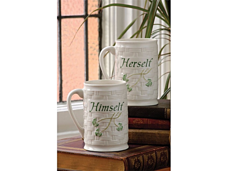 Belleek Himself and Herself Mug Set