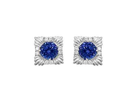 14K White Gold Tanzanite and Diamond Earrings  2.45ctw