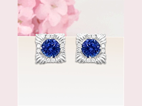 14K White Gold Tanzanite and Diamond Earrings  2.45ctw