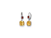 14K White Gold Citrine and Garnet Leverback Earrings