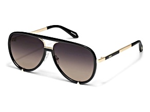 QUAY "HIGH-PROFILE" Black and Gold Aviator Frame / Smoke Polarized Lenses Sunglasses